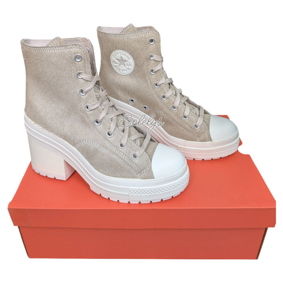 Converse Chuck 70 De Luxe Heel Genuine Calf Pony Hair Platform Sneaker 9 NEW - Picture 1 of 11